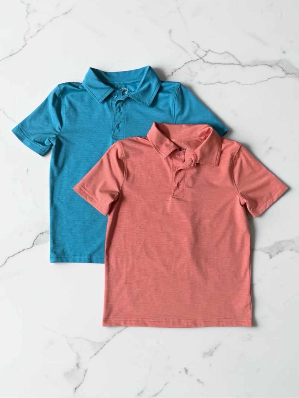 Boys Orange/Coral and Teal Polo Shirt Set
